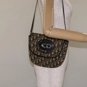 Christian Dior Trotter Canvas Shoulder Bag Navy Auth 130891